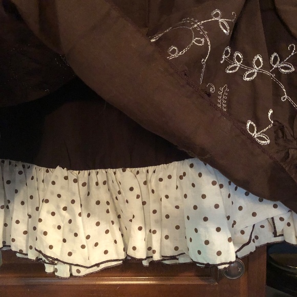 2/$10 Embroidered Flowers and Polka Dot Ruffled Boho Skirt - M - Picture 3 of 10